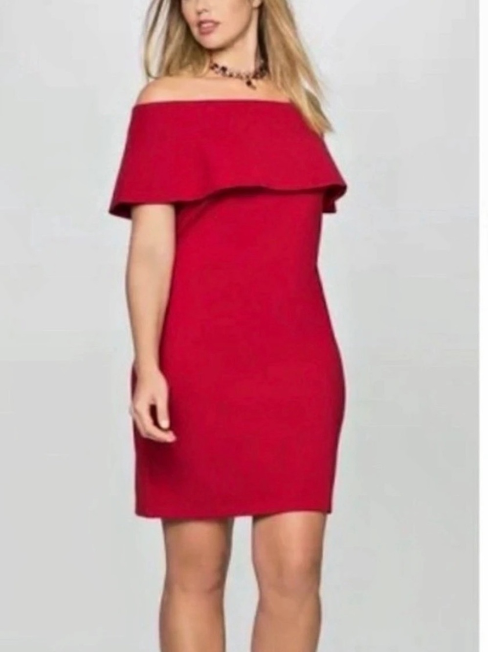 ELOQUII Off-Shoulder Mini Dress Red Size 20W
